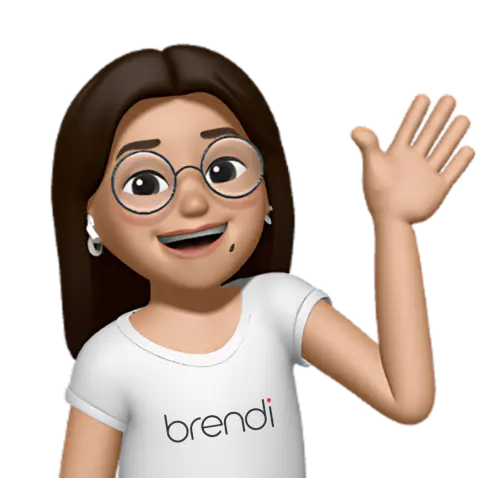 Brenda, nossa assistente virtual, acenando para você